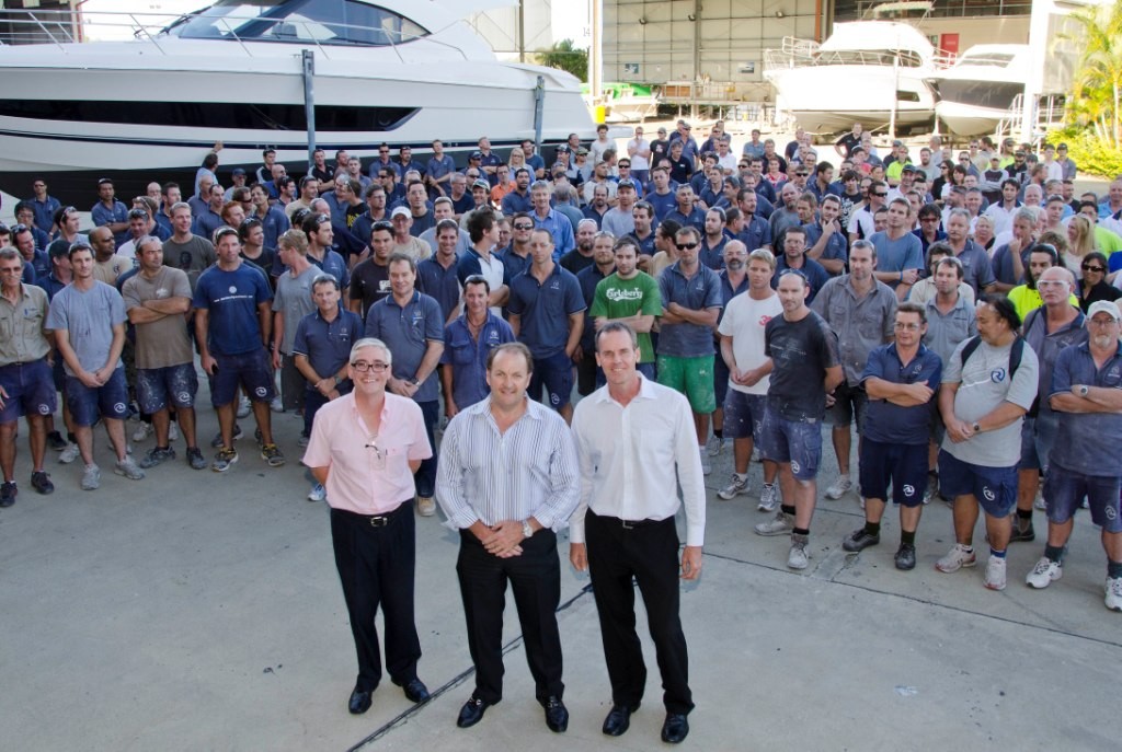 The Riviera Team at Coomera following the announcement of Rivieras exit from Receivership © Riviera . http://www.riviera.com.au